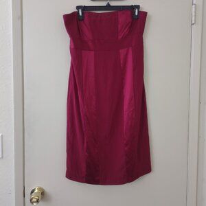 Express Strapless Satin Red Dress